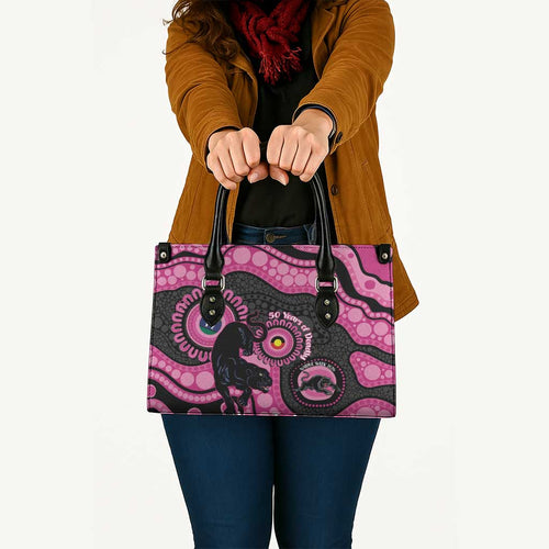 Panthers NAIDOC Week 2026 Personalised Leather Bag 50 Years of Deadly Aboriginal Art Pink
