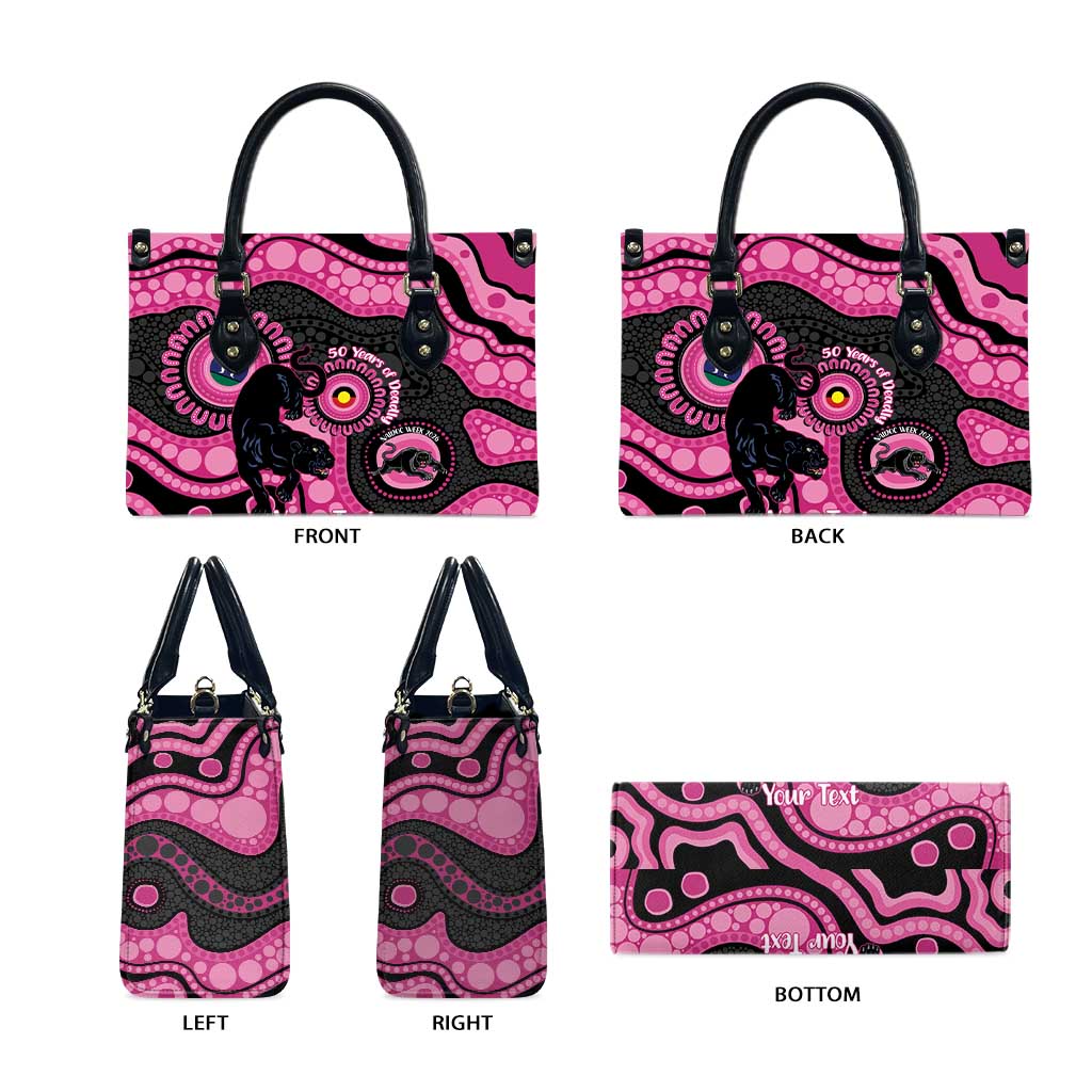 Panthers NAIDOC Week 2026 Personalised Leather Bag 50 Years of Deadly Aboriginal Art Pink