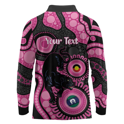 Panthers NAIDOC Week 2026 Personalised Long Sleeve Polo Shirt 50 Years of Deadly Aboriginal Art Pink