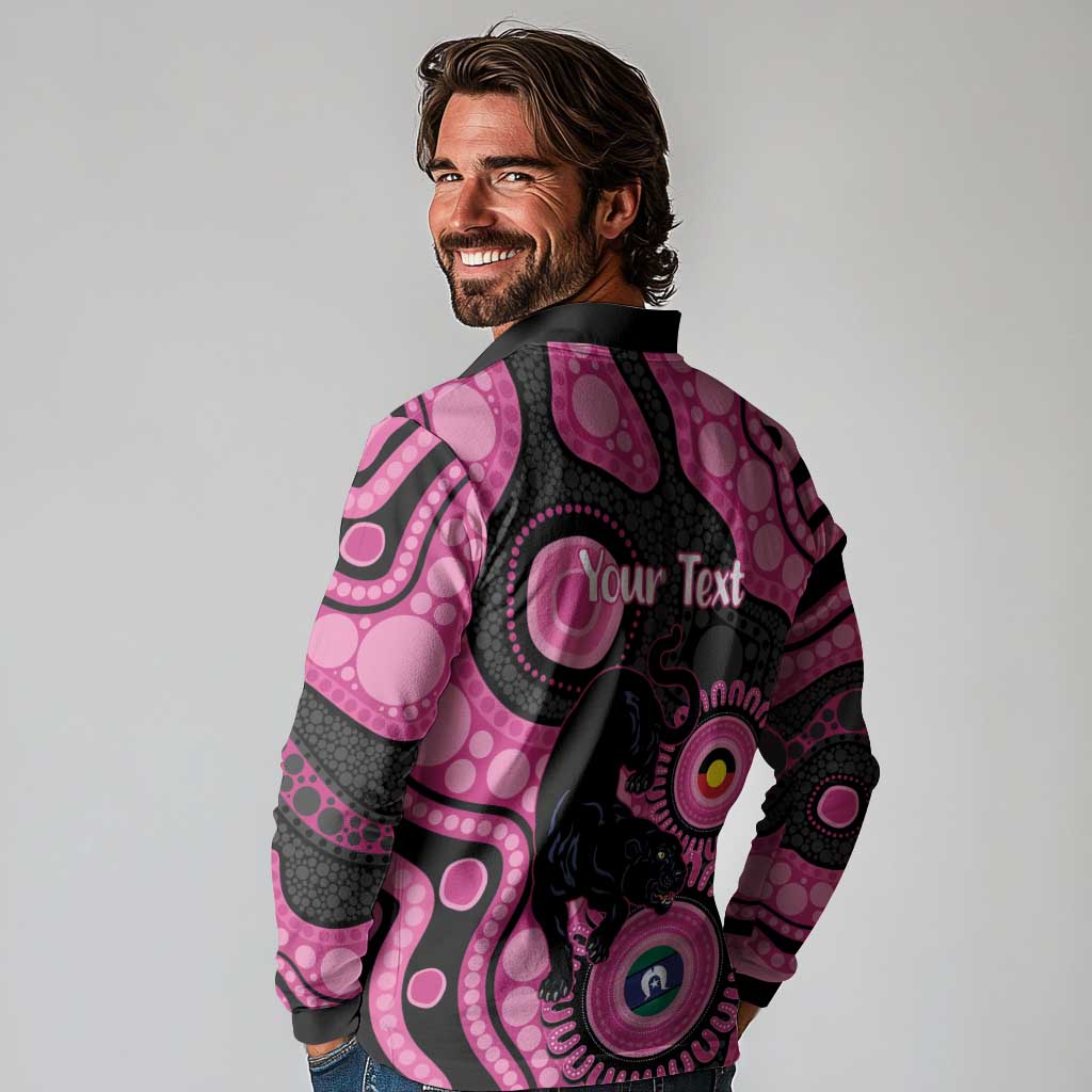 Panthers NAIDOC Week 2026 Personalised Long Sleeve Polo Shirt 50 Years of Deadly Aboriginal Art Pink