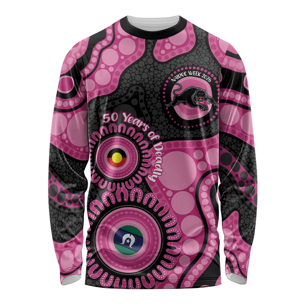 Panthers NAIDOC Week 2026 Personalised Long Sleeve Shirt 50 Years of Deadly Aboriginal Art Pink