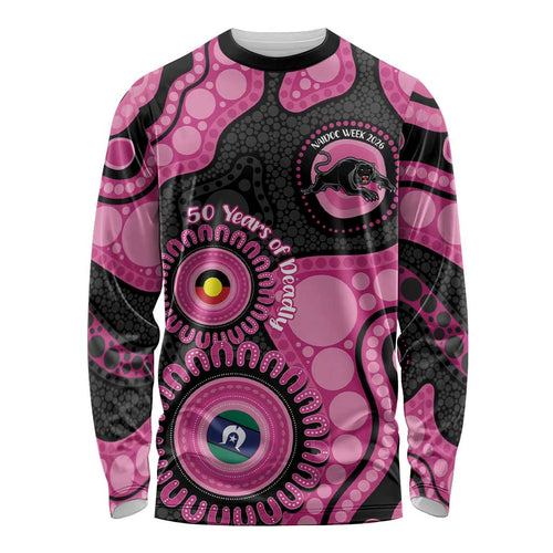 Panthers NAIDOC Week 2026 Personalised Long Sleeve Shirt 50 Years of Deadly Aboriginal Art Pink