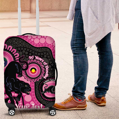 Panthers NAIDOC Week 2026 Personalised Luggage Cover 50 Years of Deadly Aboriginal Art Pink
