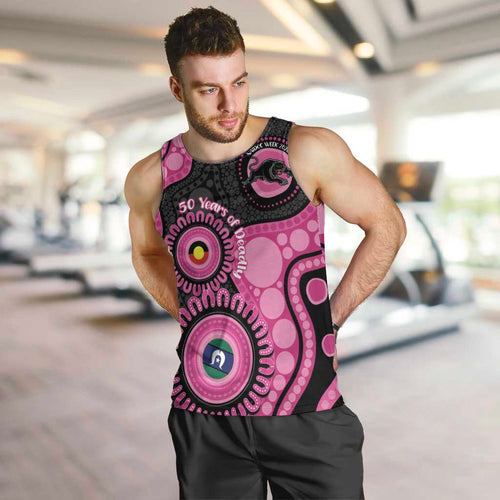 Panthers NAIDOC Week 2026 Personalised Men Tank Top 50 Years of Deadly Aboriginal Art Pink