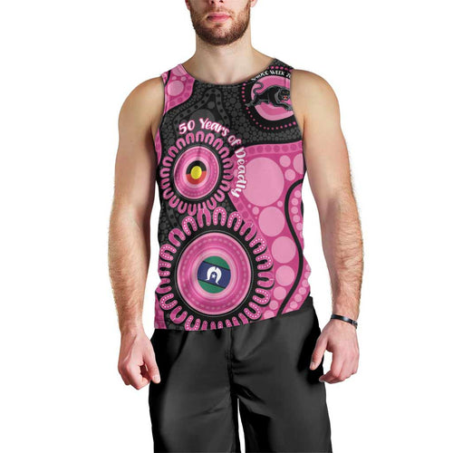 Panthers NAIDOC Week 2026 Personalised Men Tank Top 50 Years of Deadly Aboriginal Art Pink