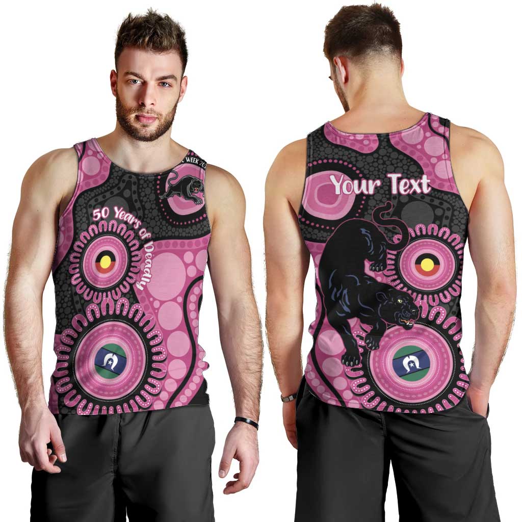 Panthers NAIDOC Week 2026 Personalised Men Tank Top 50 Years of Deadly Aboriginal Art Pink