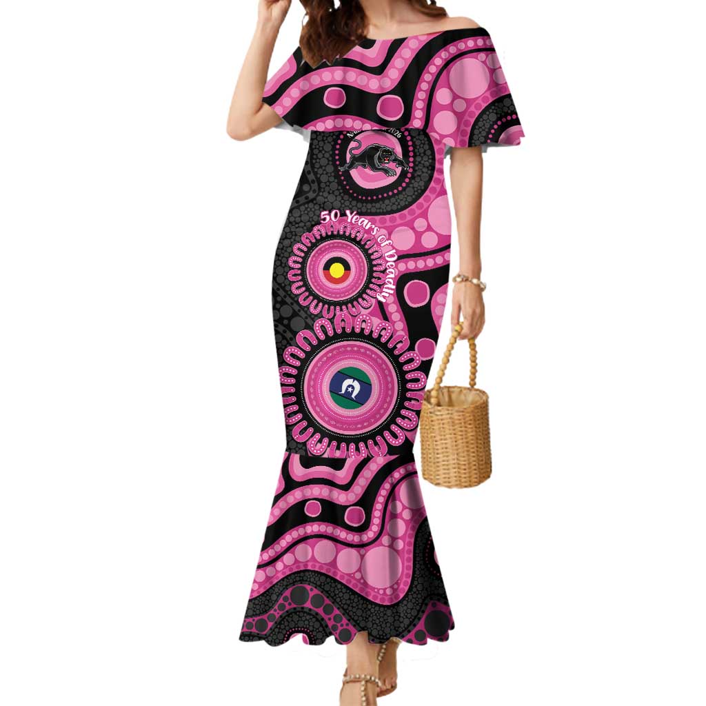 Panthers NAIDOC Week 2026 Personalised Mermaid Dress 50 Years of Deadly Aboriginal Art Pink