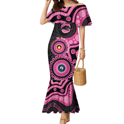 Panthers NAIDOC Week 2026 Personalised Mermaid Dress 50 Years of Deadly Aboriginal Art Pink