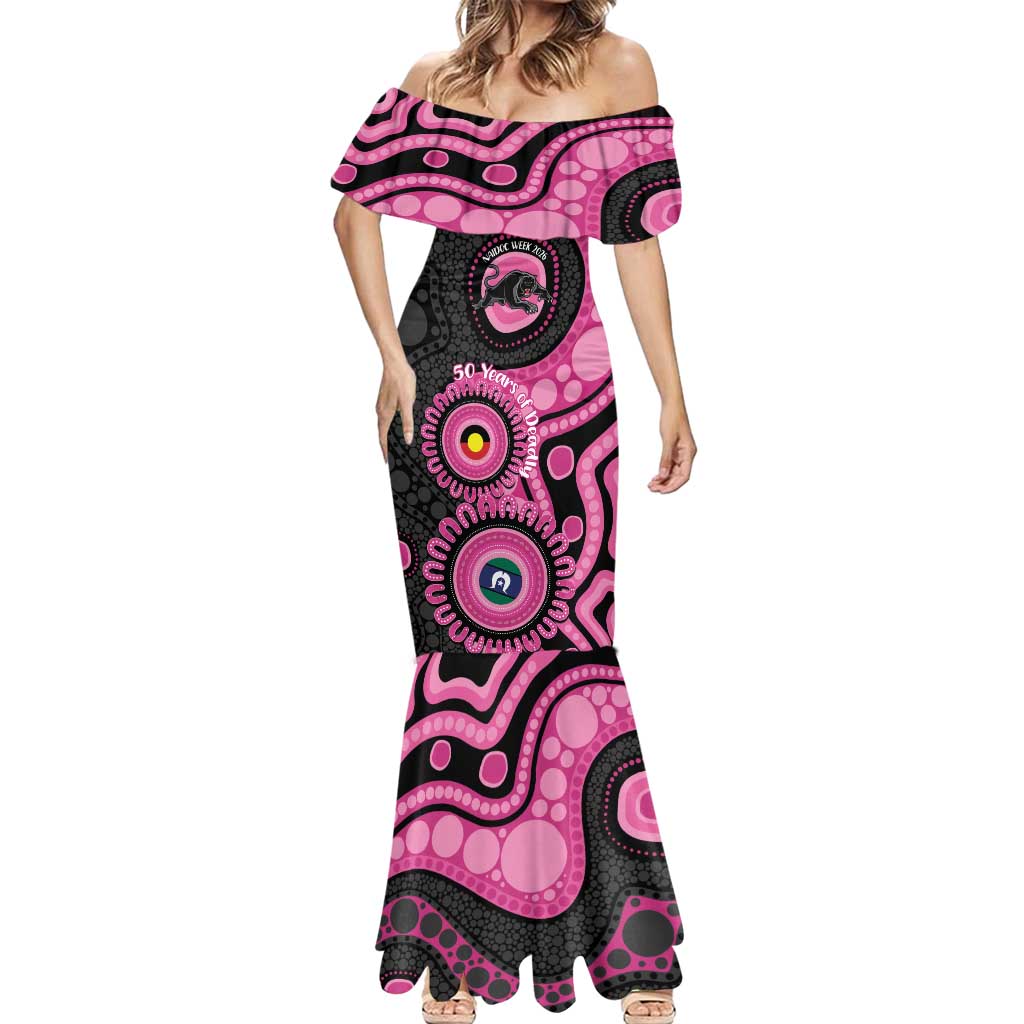 Panthers NAIDOC Week 2026 Personalised Mermaid Dress 50 Years of Deadly Aboriginal Art Pink