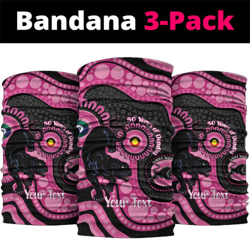Panthers NAIDOC Week 2026 Personalised Neck Gaiter 50 Years of Deadly Aboriginal Art Pink