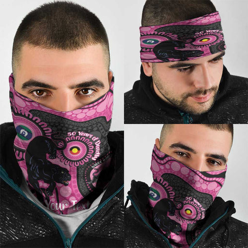 Panthers NAIDOC Week 2026 Personalised Neck Gaiter 50 Years of Deadly Aboriginal Art Pink