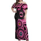 Panthers NAIDOC Week 2026 Personalised Off Shoulder Maxi Dress 50 Years of Deadly Aboriginal Art Pink