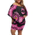 Panthers NAIDOC Week 2026 Personalised Off Shoulder Short Dress 50 Years of Deadly Aboriginal Art Pink