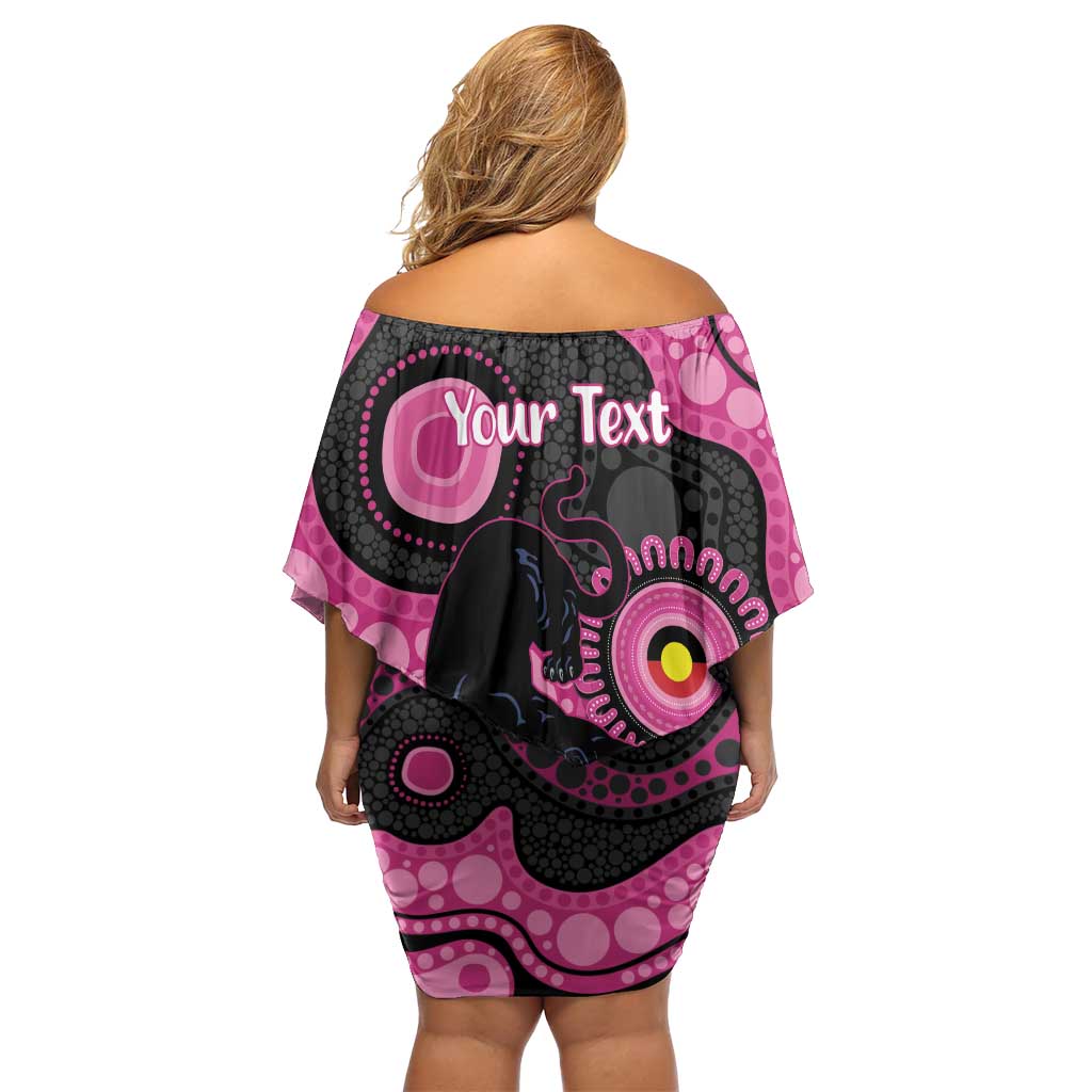 Panthers NAIDOC Week 2026 Personalised Off Shoulder Short Dress 50 Years of Deadly Aboriginal Art Pink