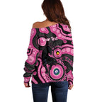 Panthers NAIDOC Week 2026 Personalised Off Shoulder Sweater 50 Years of Deadly Aboriginal Art Pink