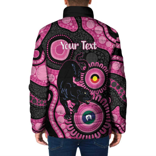 Panthers NAIDOC Week 2026 Personalised Padded Jacket 50 Years of Deadly Aboriginal Art Pink