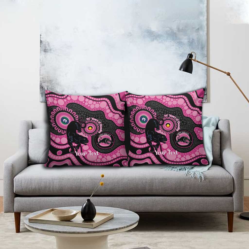 Panthers NAIDOC Week 2026 Personalised Pillow Cover 50 Years of Deadly Aboriginal Art Pink