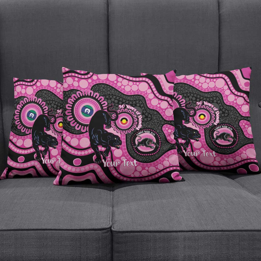 Panthers NAIDOC Week 2026 Personalised Pillow Cover 50 Years of Deadly Aboriginal Art Pink