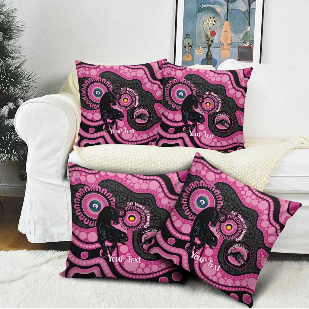 Panthers NAIDOC Week 2026 Personalised Pillow Cover 50 Years of Deadly Aboriginal Art Pink