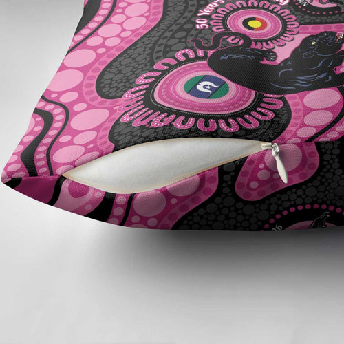 Panthers NAIDOC Week 2026 Personalised Pillow Cover 50 Years of Deadly Aboriginal Art Pink