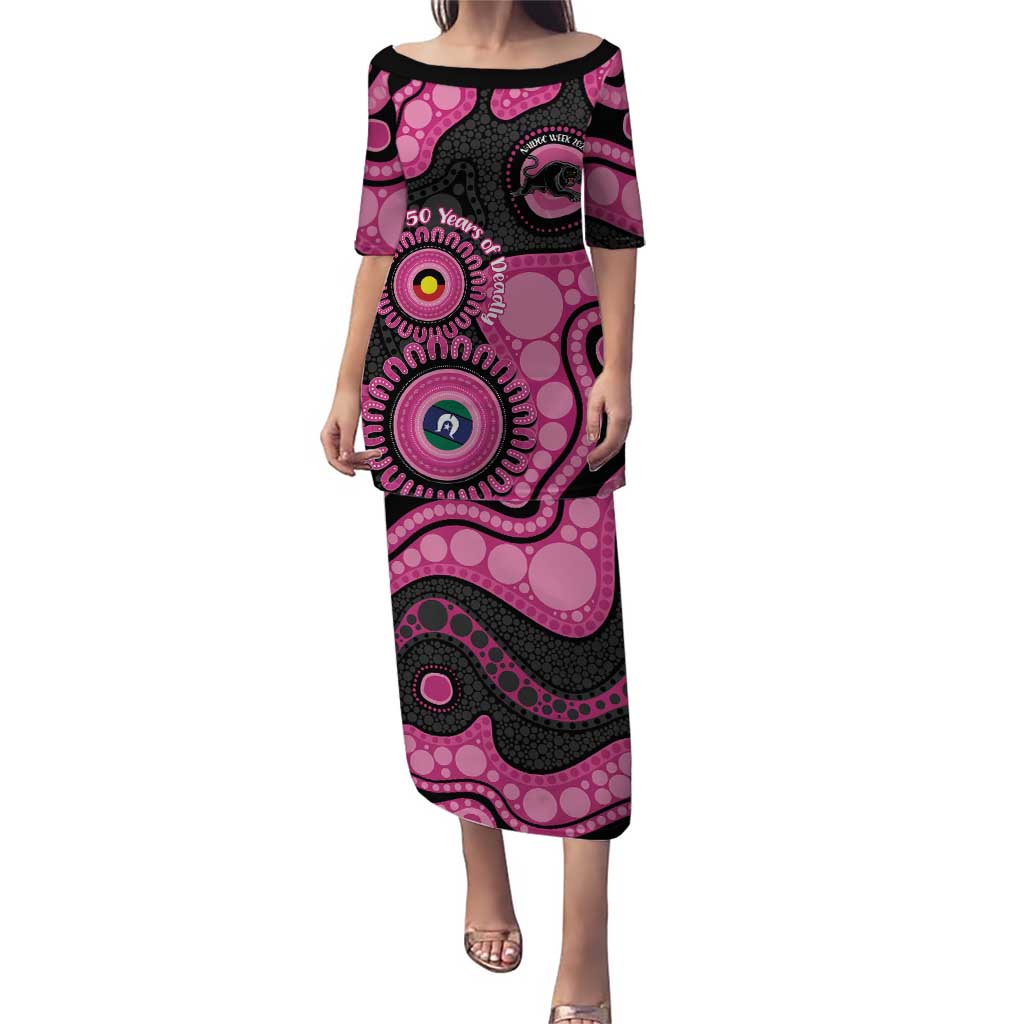 Panthers NAIDOC Week 2026 Personalised Puletasi 50 Years of Deadly Aboriginal Art Pink