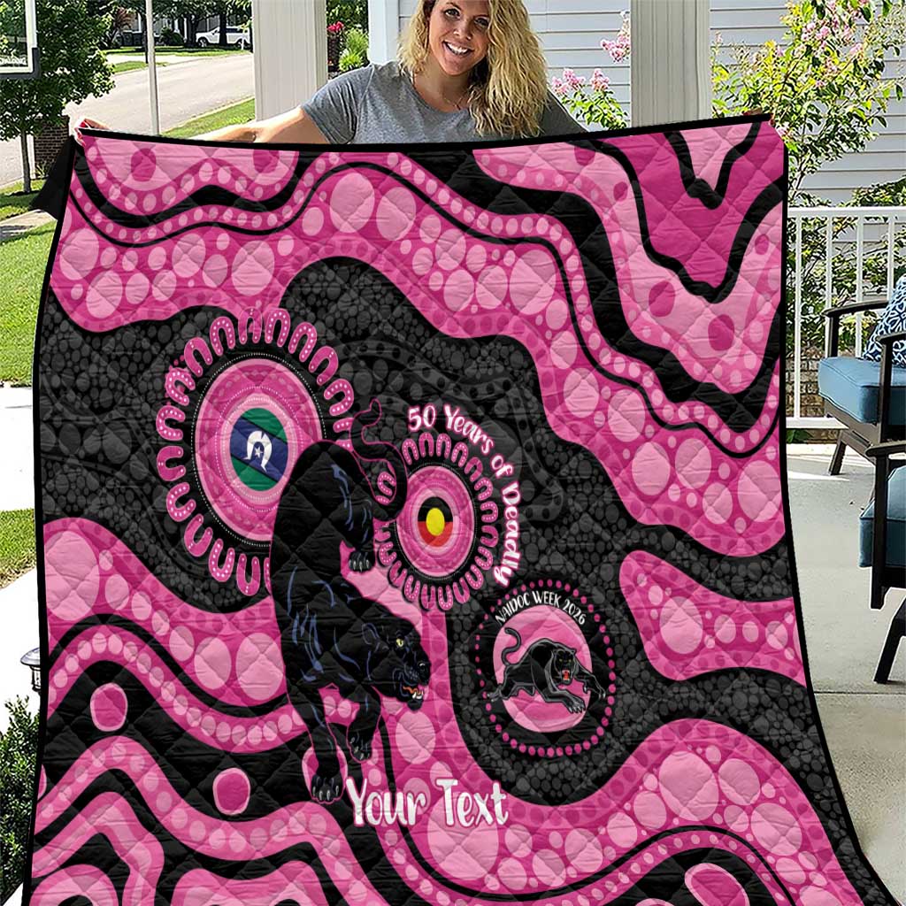Panthers NAIDOC Week 2026 Personalised Quilt 50 Years of Deadly Aboriginal Art Pink
