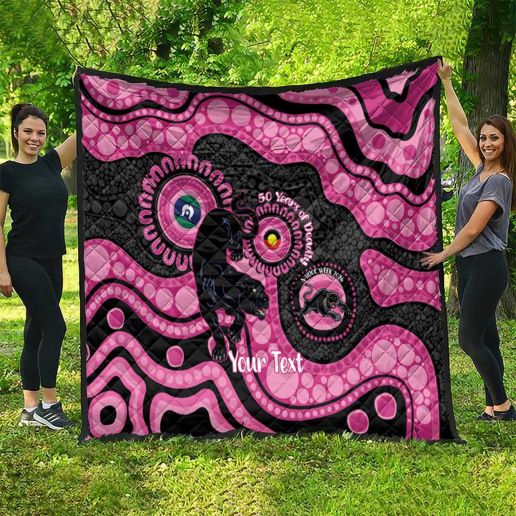 Panthers NAIDOC Week 2026 Personalised Quilt 50 Years of Deadly Aboriginal Art Pink
