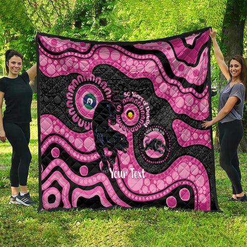 Panthers NAIDOC Week 2026 Personalised Quilt 50 Years of Deadly Aboriginal Art Pink