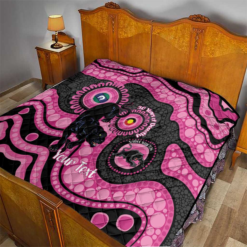 Panthers NAIDOC Week 2026 Personalised Quilt 50 Years of Deadly Aboriginal Art Pink