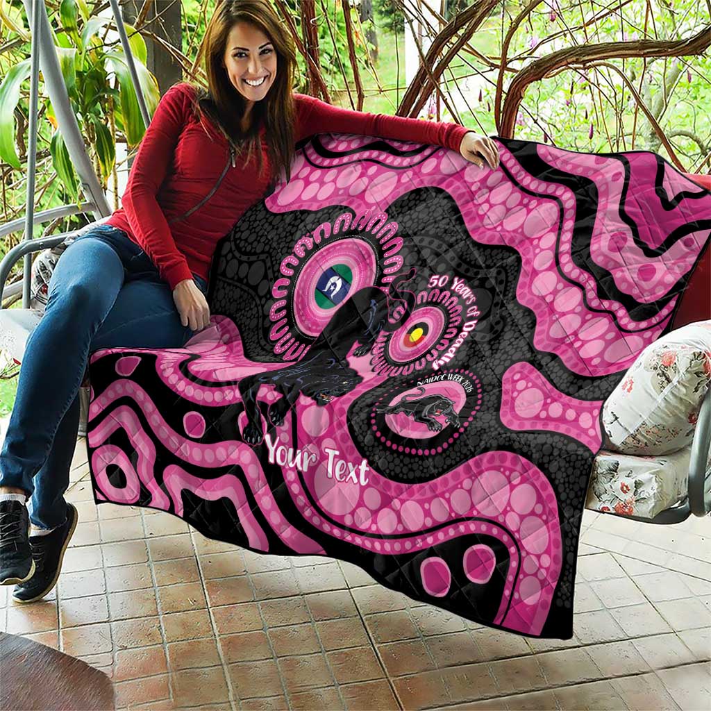 Panthers NAIDOC Week 2026 Personalised Quilt 50 Years of Deadly Aboriginal Art Pink