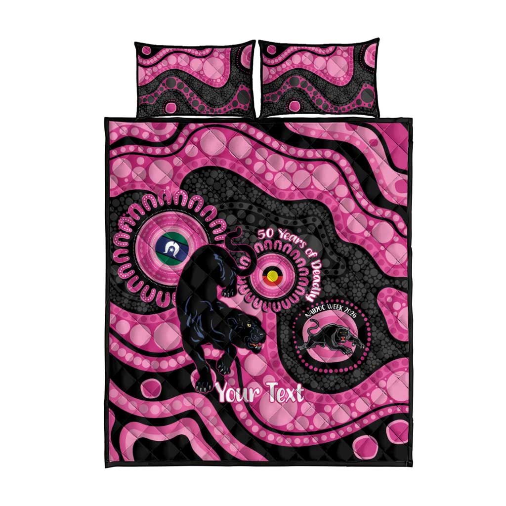 Panthers NAIDOC Week 2026 Personalised Quilt Bed Set 50 Years of Deadly Aboriginal Art Pink