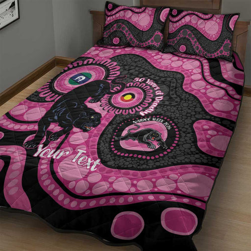 Panthers NAIDOC Week 2026 Personalised Quilt Bed Set 50 Years of Deadly Aboriginal Art Pink