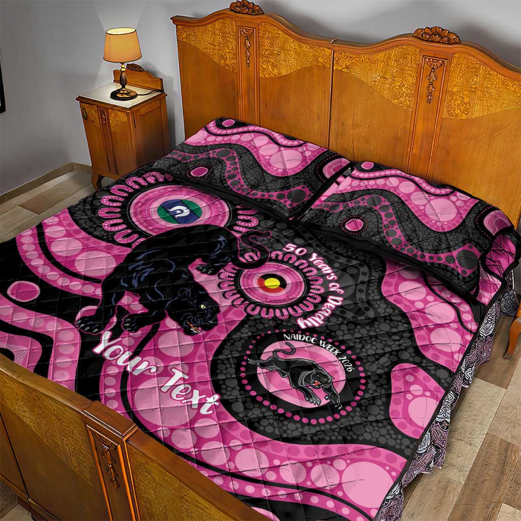 Panthers NAIDOC Week 2026 Personalised Quilt Bed Set 50 Years of Deadly Aboriginal Art Pink
