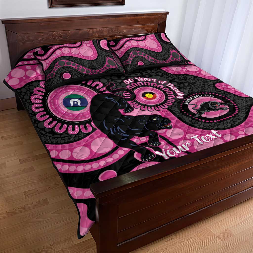 Panthers NAIDOC Week 2026 Personalised Quilt Bed Set 50 Years of Deadly Aboriginal Art Pink