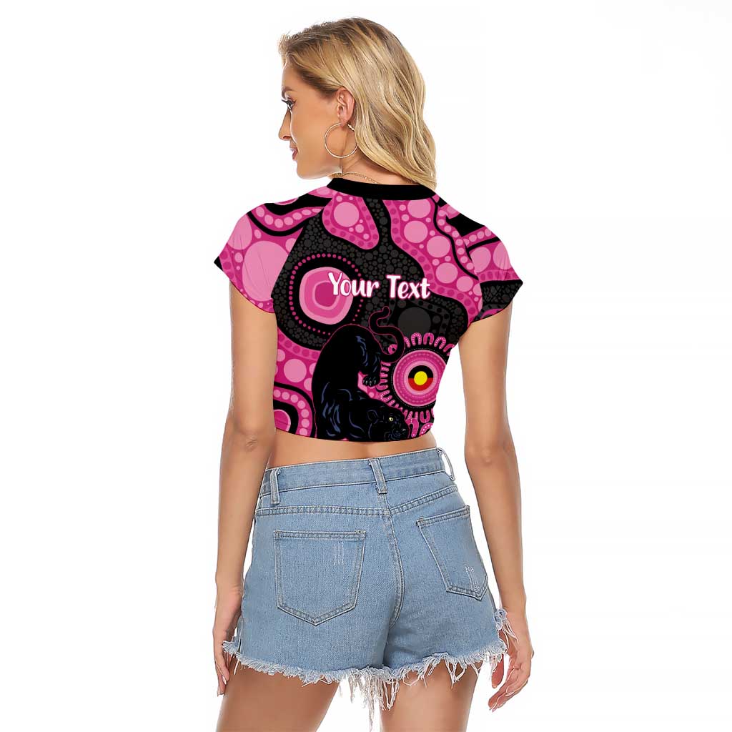 Panthers NAIDOC Week 2026 Personalised Raglan Cropped T Shirt 50 Years of Deadly Aboriginal Art Pink