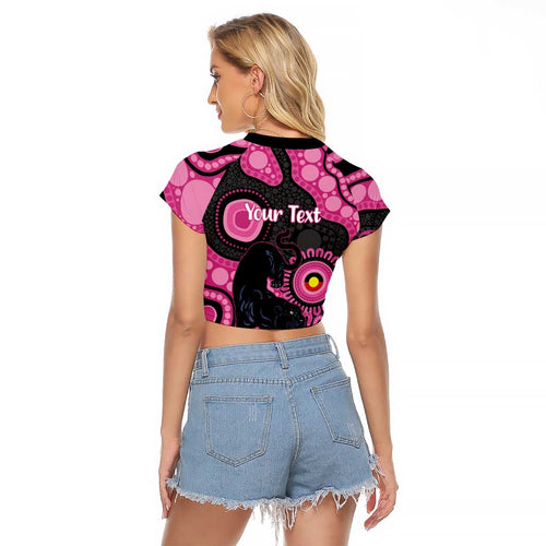 Panthers NAIDOC Week 2026 Personalised Raglan Cropped T Shirt 50 Years of Deadly Aboriginal Art Pink