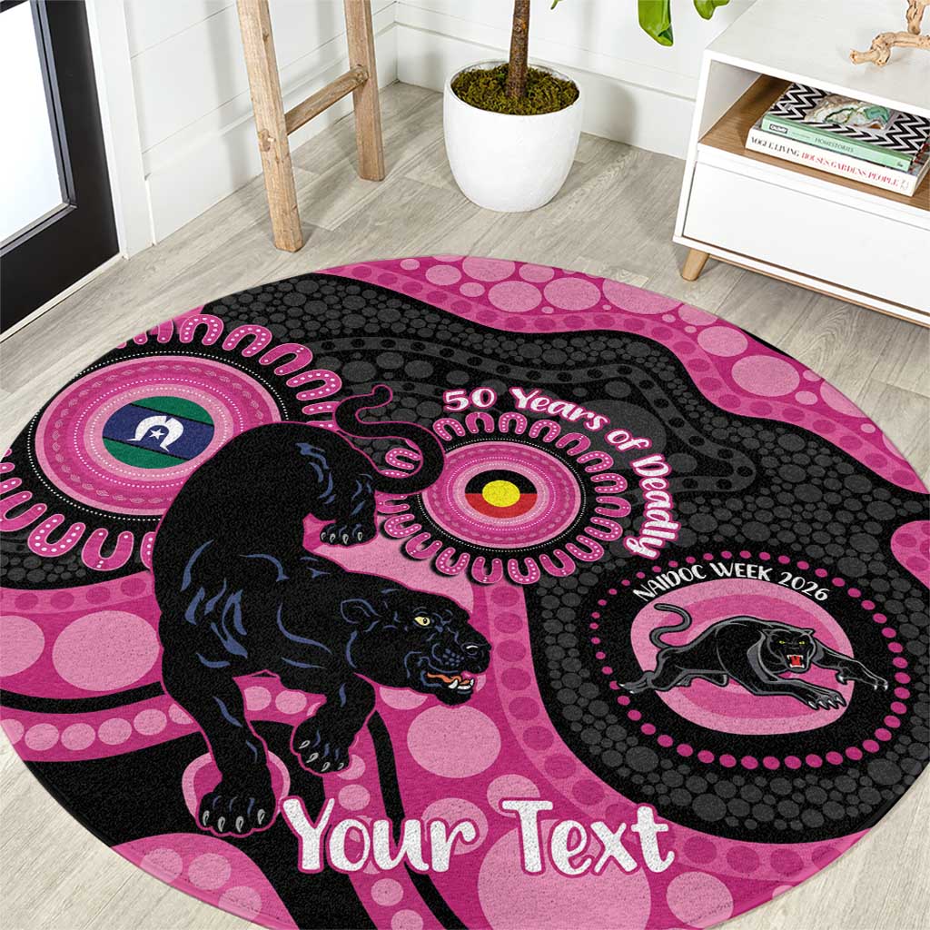 Panthers NAIDOC Week 2026 Personalised Round Carpet 50 Years of Deadly Aboriginal Art Pink