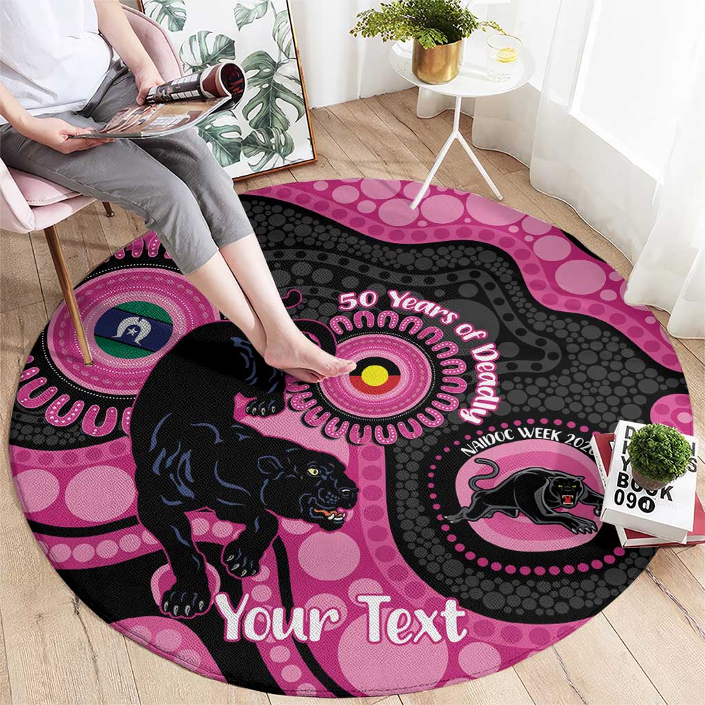 Panthers NAIDOC Week 2026 Personalised Round Carpet 50 Years of Deadly Aboriginal Art Pink