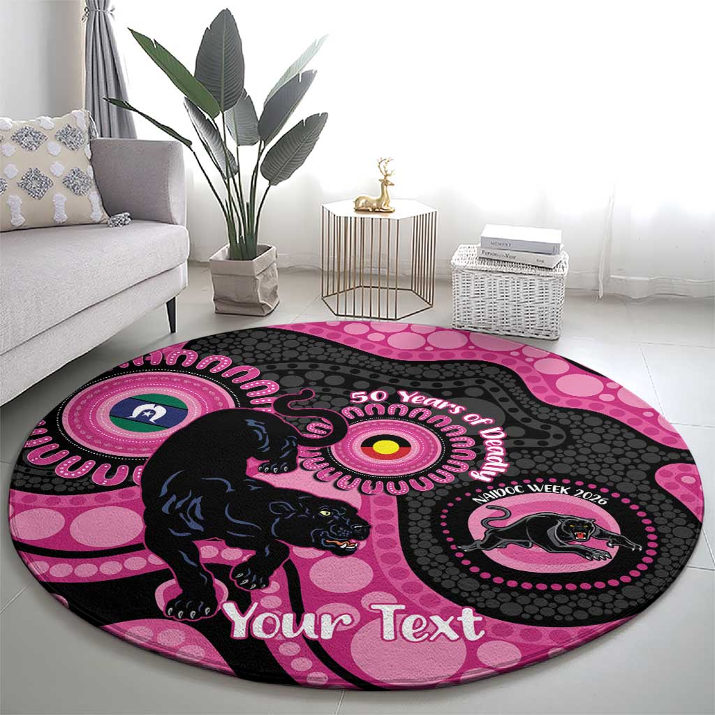 Panthers NAIDOC Week 2026 Personalised Round Carpet 50 Years of Deadly Aboriginal Art Pink