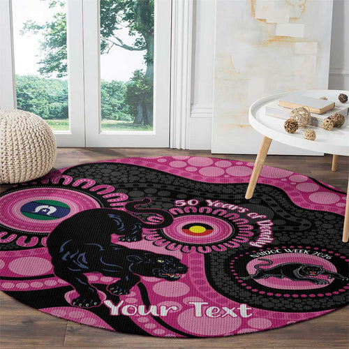 Panthers NAIDOC Week 2026 Personalised Round Carpet 50 Years of Deadly Aboriginal Art Pink