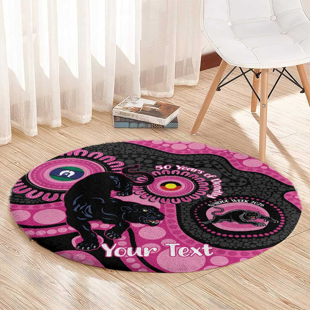 Panthers NAIDOC Week 2026 Personalised Round Carpet 50 Years of Deadly Aboriginal Art Pink