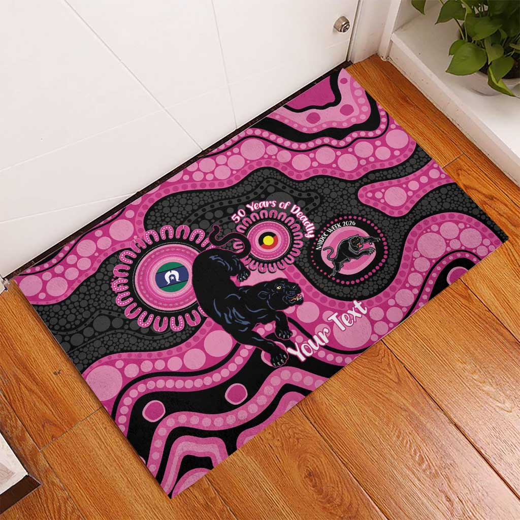 Panthers NAIDOC Week 2026 Personalised Rubber Doormat 50 Years of Deadly Aboriginal Art Pink