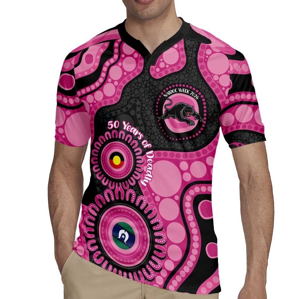 Panthers NAIDOC Week 2026 Personalised Rugby Jersey 50 Years of Deadly Aboriginal Art Pink