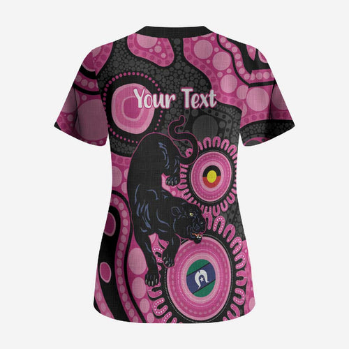 Panthers NAIDOC Week 2026 Personalised Scrub Top 50 Years of Deadly Aboriginal Art Pink