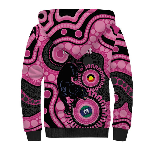 Panthers NAIDOC Week 2026 Personalised Sherpa Hoodie 50 Years of Deadly Aboriginal Art Pink
