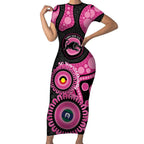 Panthers NAIDOC Week 2026 Personalised Short Sleeve Bodycon Dress 50 Years of Deadly Aboriginal Art Pink