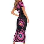 Panthers NAIDOC Week 2026 Personalised Short Sleeve Bodycon Dress 50 Years of Deadly Aboriginal Art Pink