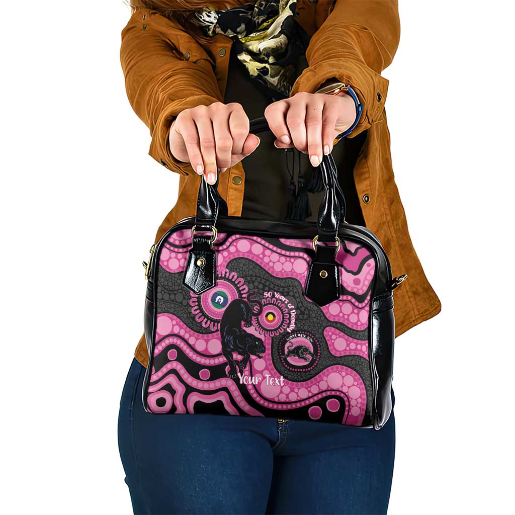 Panthers NAIDOC Week 2026 Personalised Shoulder Handbag 50 Years of Deadly Aboriginal Art Pink