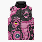 Panthers NAIDOC Week 2026 Personalised Sleeveless Puffer Jacket 50 Years of Deadly Aboriginal Art Pink
