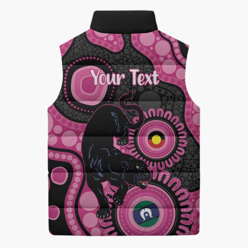 Panthers NAIDOC Week 2026 Personalised Sleeveless Puffer Jacket 50 Years of Deadly Aboriginal Art Pink